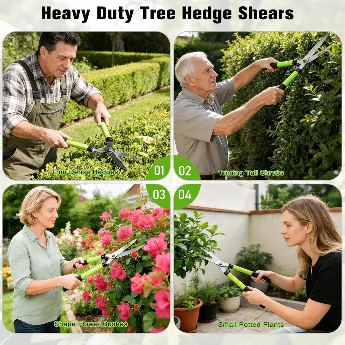 21" Hedge Shears, 7.5" Pruning Shears Set, Wavy Steel Blades