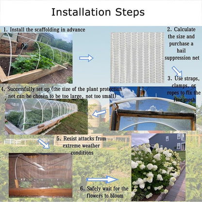 Heavy Duty Hail Netting for Garden - HDPE Mesh Cover for Fruit and Vegetable Protection - Weather-Resistant and Tear-Proof Design Reusable Floating Row Cover Net(2 x 5 m/6.6 x 16.4 ft) - Colors A
