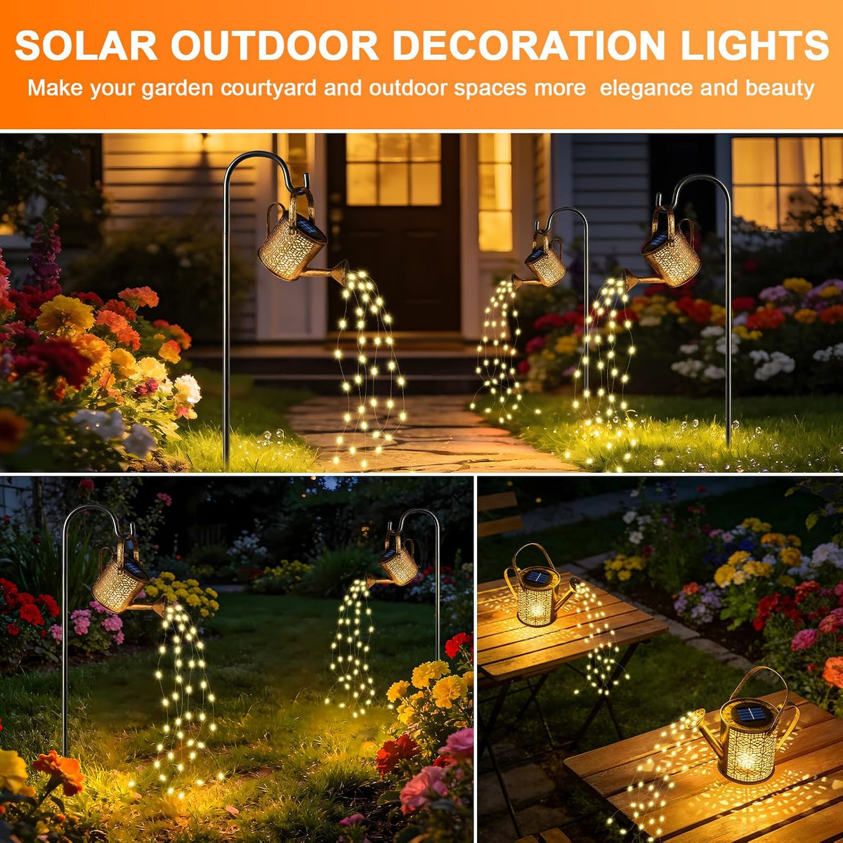 2Pack Solar Watering Can Lights, Solar Light Outdoor Decorative, Warm White