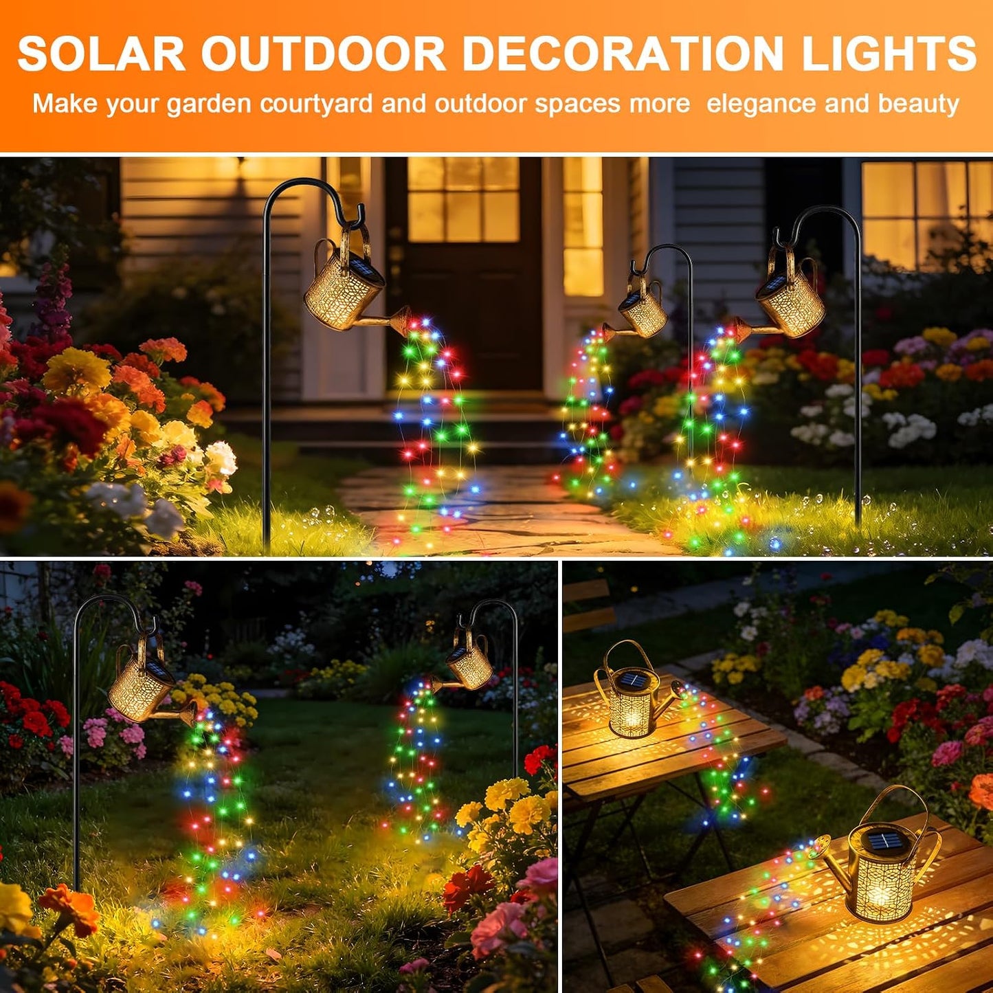 2Pack Solar Watering Can Lights, Solar Light Outdoor Decorative, Warm White