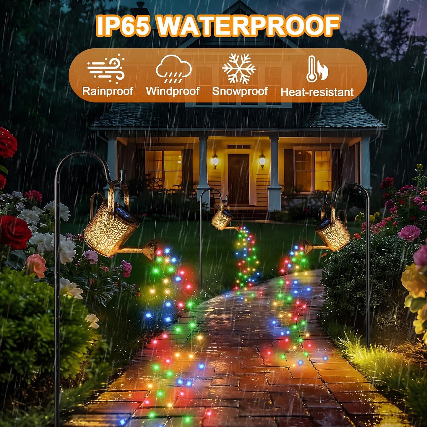 2Pack Solar Watering Can Lights, Solar Light Outdoor Decorative, Warm White