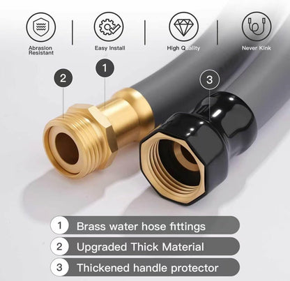 Garden Hose 5/8"x 5ft Brass Rubber Heavy Duty Water Hose 600 PSI Black