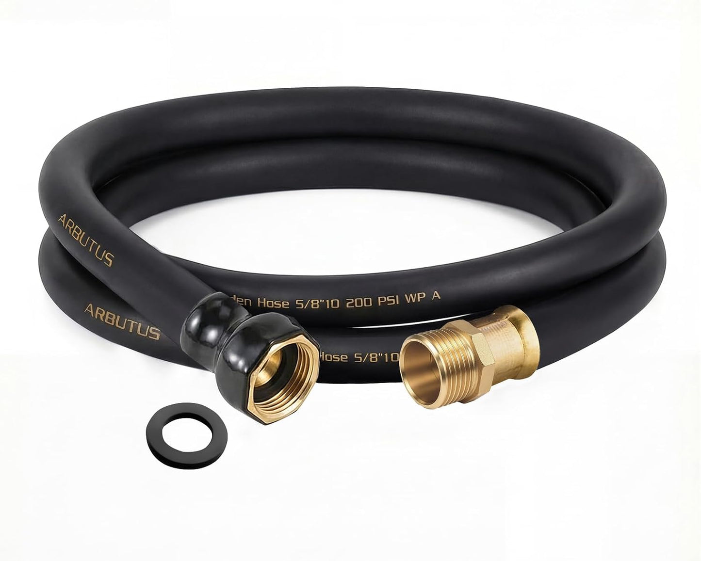 Garden Hose 5/8"x 5ft Brass Rubber Heavy Duty Water Hose 600 PSI Black