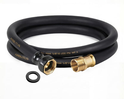 Garden Hose 5/8"x 5ft Brass Rubber Heavy Duty Water Hose 600 PSI Black