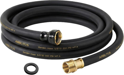Garden Hose 5/8"x 5ft Brass Rubber Heavy Duty Water Hose 600 PSI Black