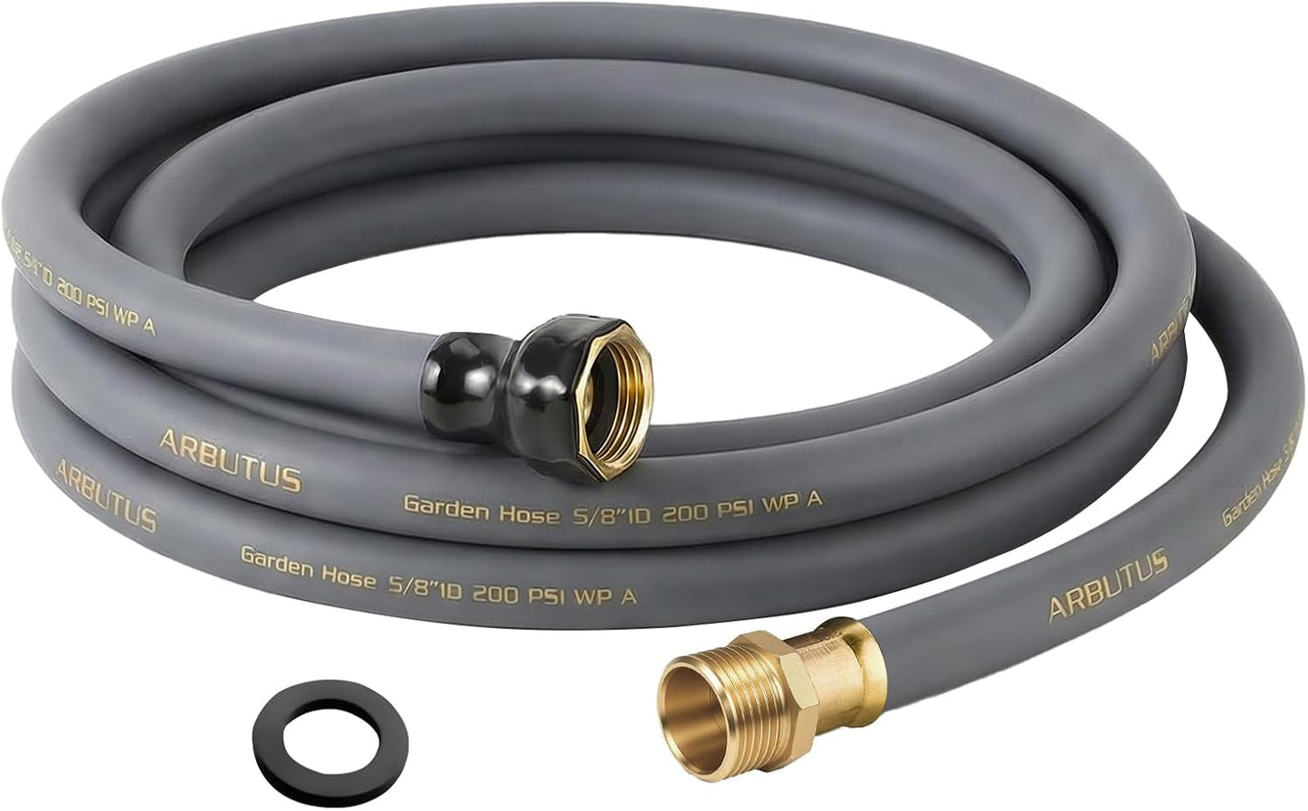 Garden Hose 5/8"x 5ft Brass Rubber Heavy Duty Water Hose 600 PSI Black