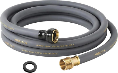 Garden Hose 5/8"x 5ft Brass Rubber Heavy Duty Water Hose 600 PSI Black