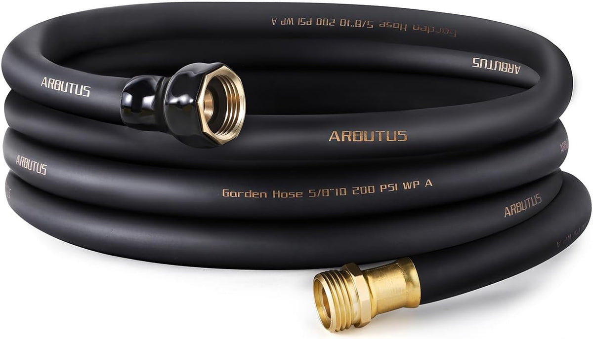 Garden Hose 5/8"x 5ft Brass Rubber Heavy Duty Water Hose 600 PSI Black