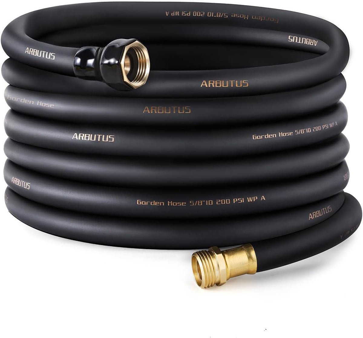Garden Hose 5/8"x 5ft Brass Rubber Heavy Duty Water Hose 600 PSI Black