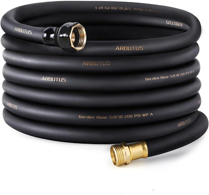 Garden Hose 5/8"x 5ft Brass Rubber Heavy Duty Water Hose 600 PSI Black