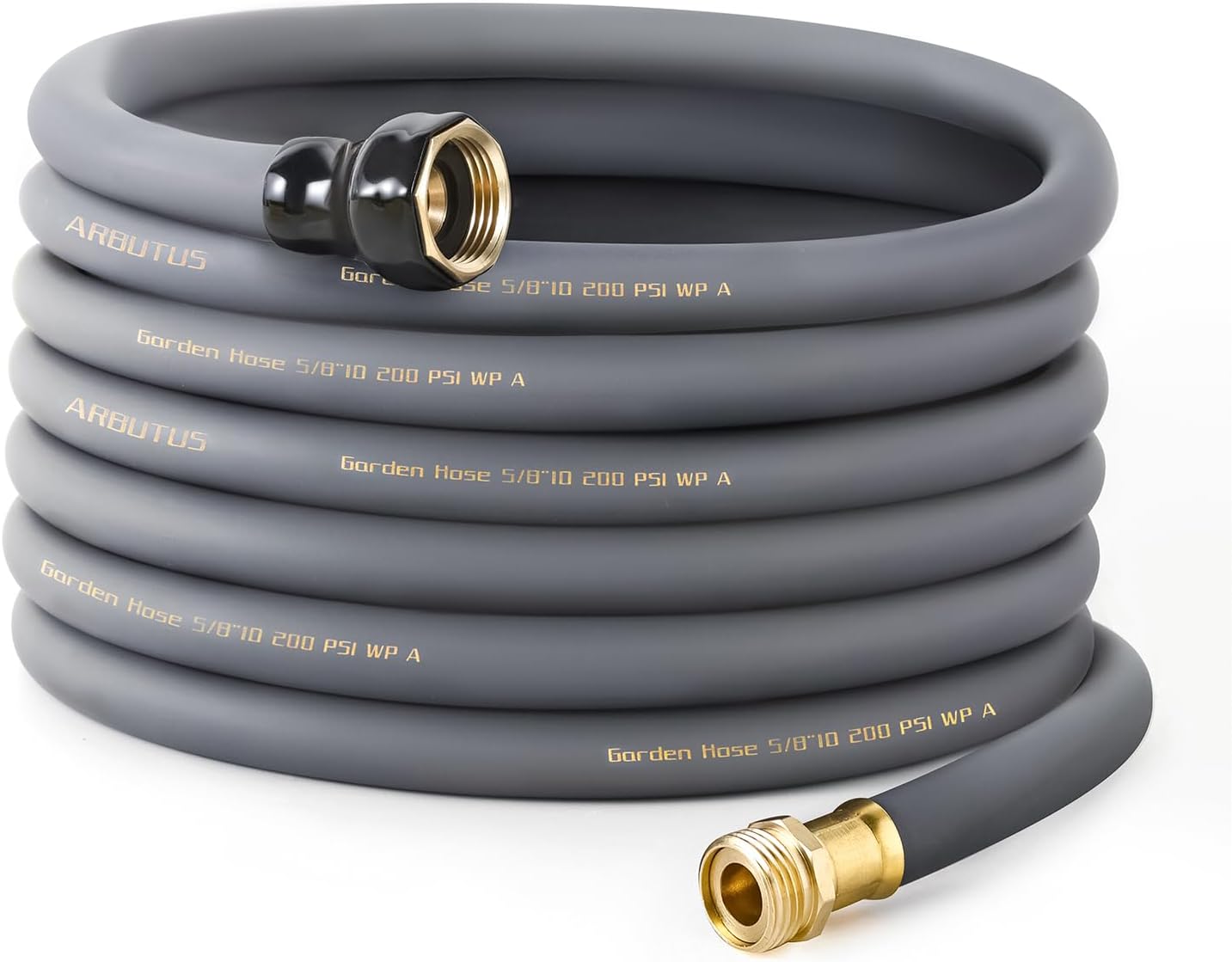 Garden Hose 5/8"x 5ft Brass Rubber Heavy Duty Water Hose 600 PSI Black