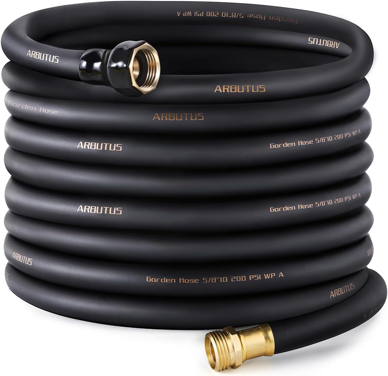 Garden Hose 5/8"x 5ft Brass Rubber Heavy Duty Water Hose 600 PSI Black