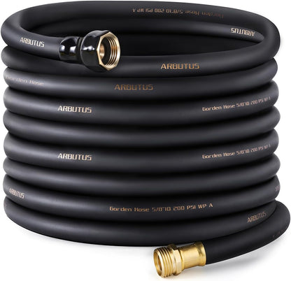 Garden Hose 5/8"x 5ft Brass Rubber Heavy Duty Water Hose 600 PSI Black