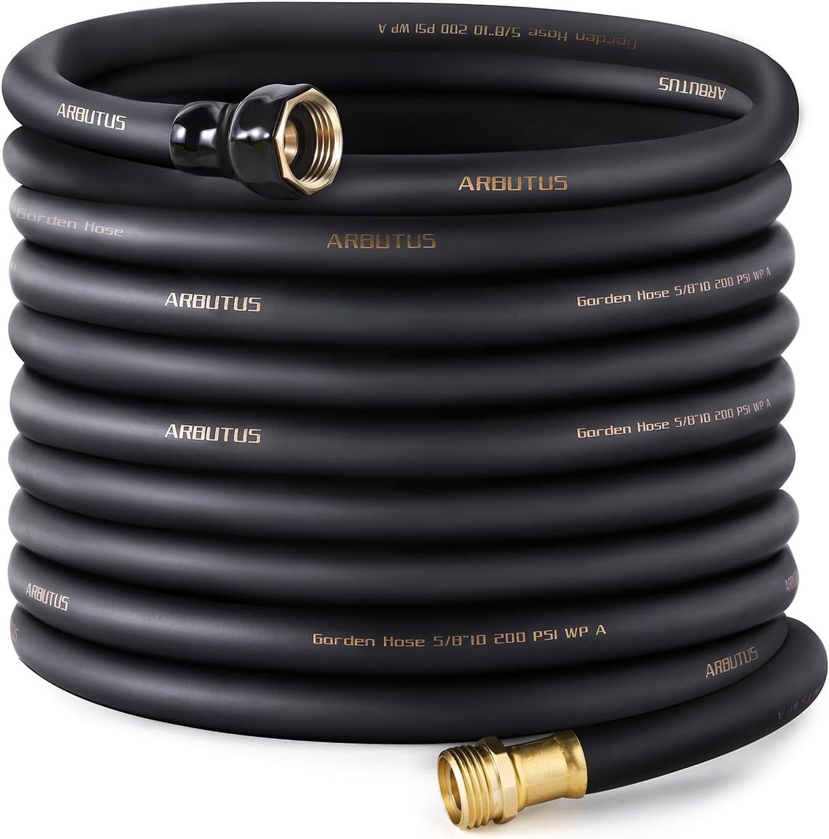 Garden Hose 5/8"x 5ft Brass Rubber Heavy Duty Water Hose 600 PSI Black