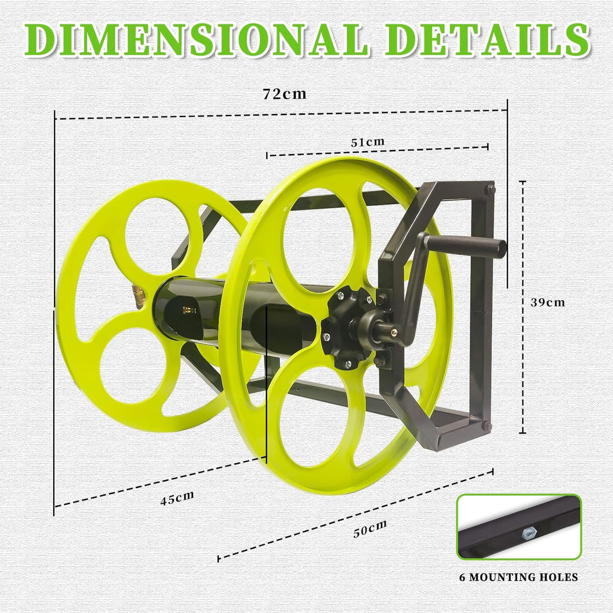 300FT Wall/Floor Mount Garden Hose Reel with Crank, for 5/8"
