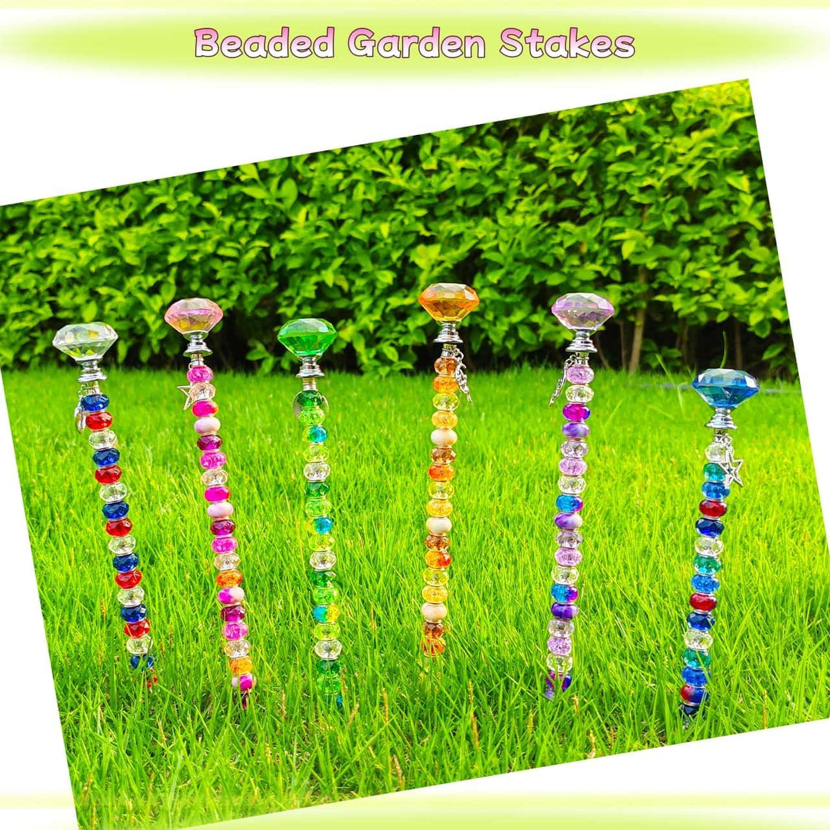 290Pcs Beaded Garden Stakes Kit, Fairy Wand Garden Stake Beads Kit