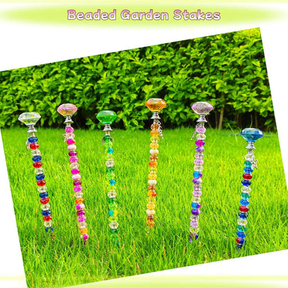 290Pcs Beaded Garden Stakes Kit, Fairy Wand Garden Stake Beads Kit