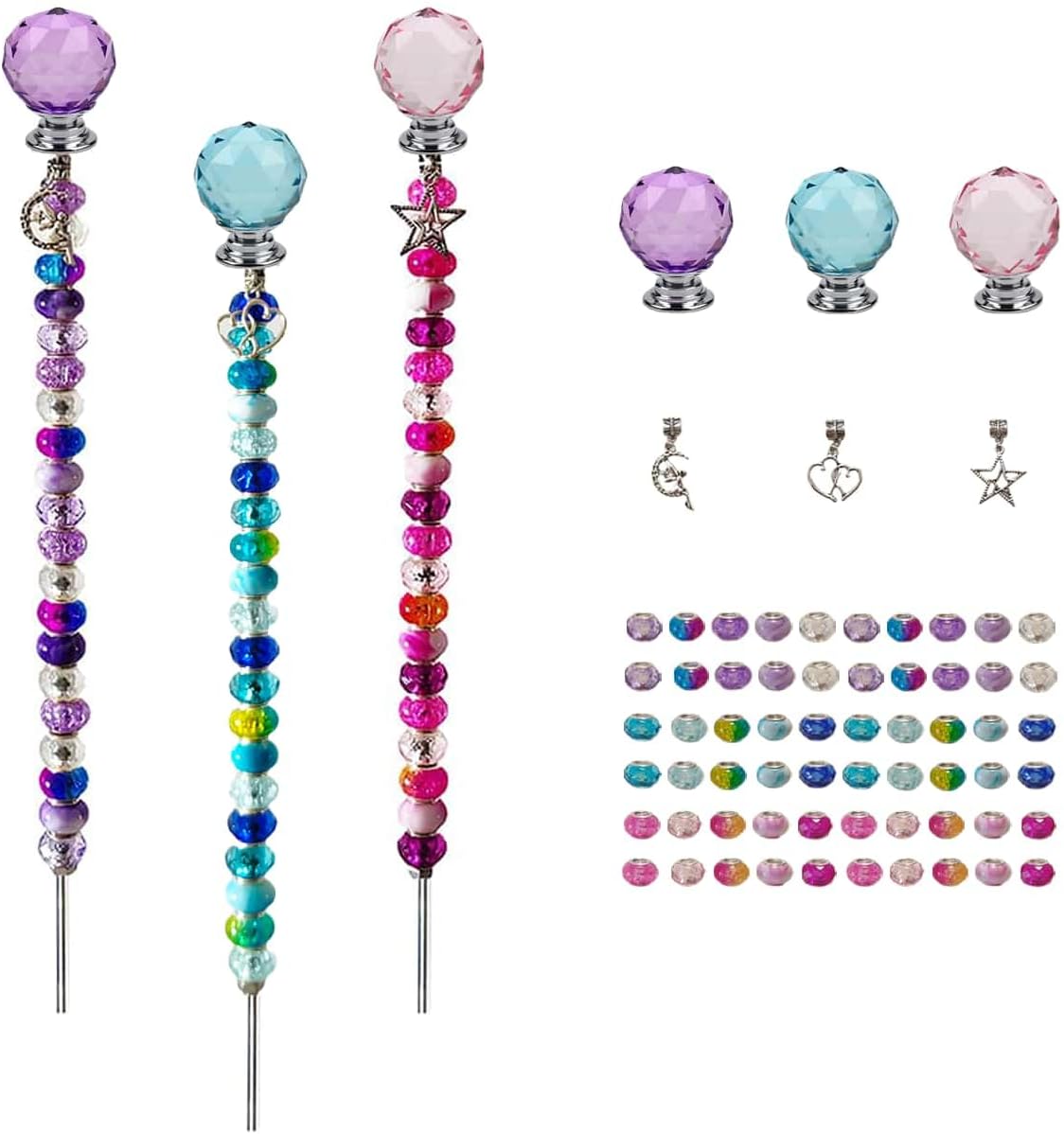 290Pcs Beaded Garden Stakes Kit, Fairy Wand Garden Stake Beads Kit
