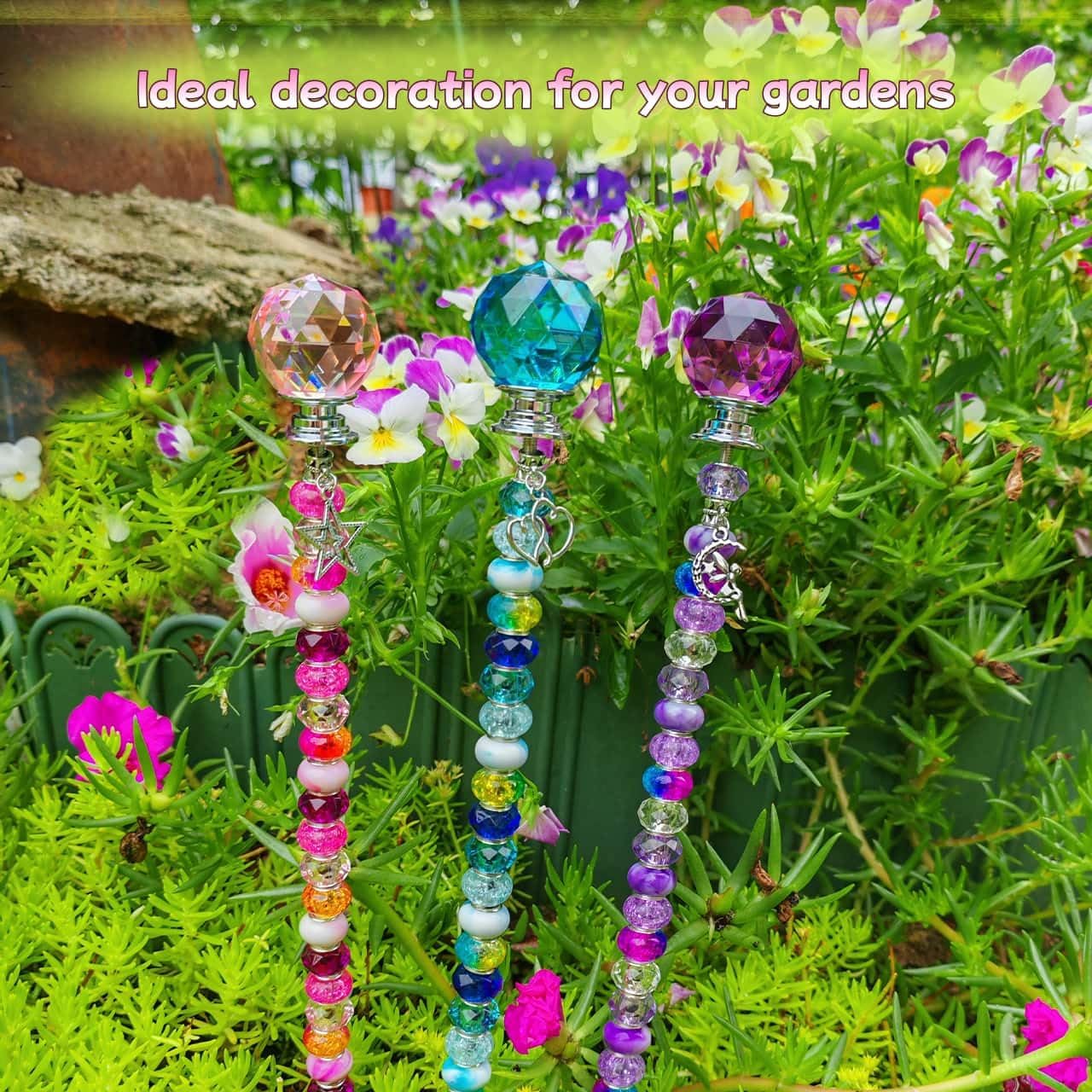 290Pcs Beaded Garden Stakes Kit, Fairy Wand Garden Stake Beads Kit