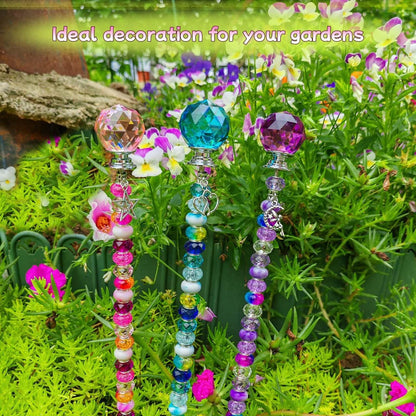290Pcs Beaded Garden Stakes Kit, Fairy Wand Garden Stake Beads Kit
