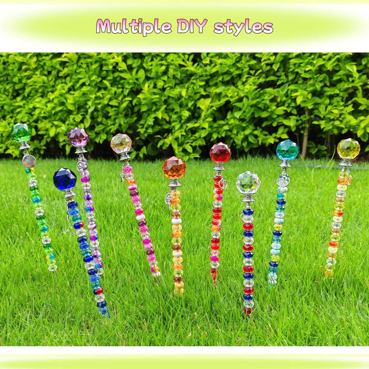 290Pcs Beaded Garden Stakes Kit, Fairy Wand Garden Stake Beads Kit