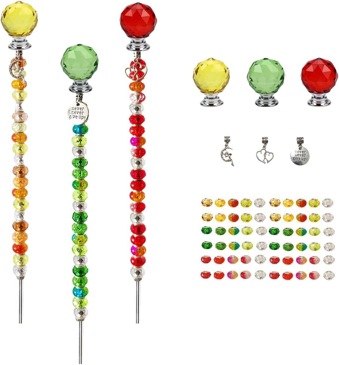 290Pcs Beaded Garden Stakes Kit, Fairy Wand Garden Stake Beads Kit
