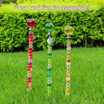 290Pcs Beaded Garden Stakes Kit, Fairy Wand Garden Stake Beads Kit