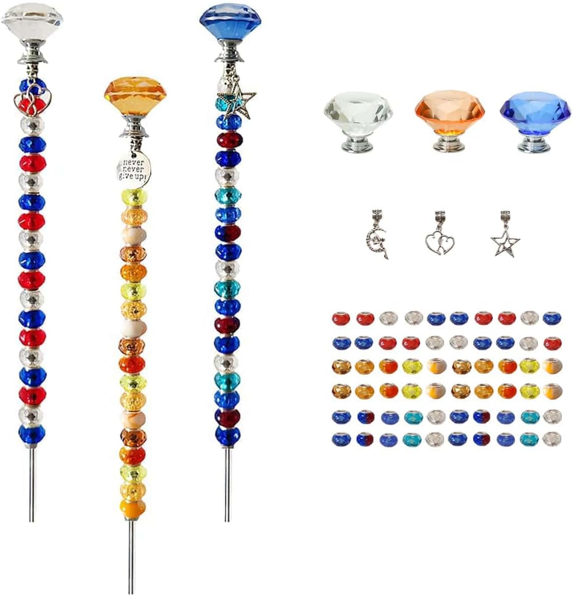 290Pcs Beaded Garden Stakes Kit, Fairy Wand Garden Stake Beads Kit