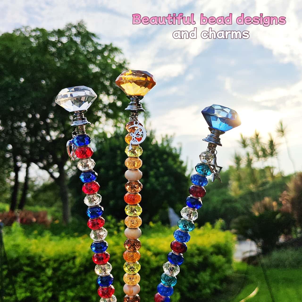 290Pcs Beaded Garden Stakes Kit, Fairy Wand Garden Stake Beads Kit