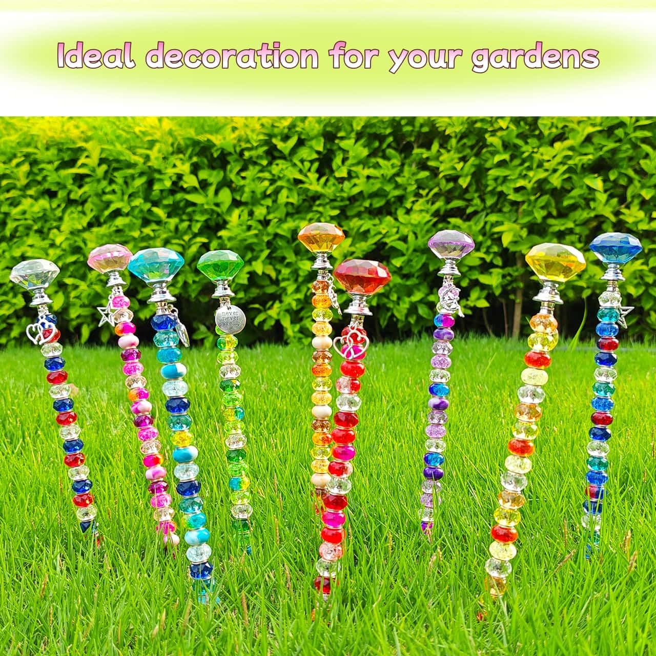 290Pcs Beaded Garden Stakes Kit, Fairy Wand Garden Stake Beads Kit