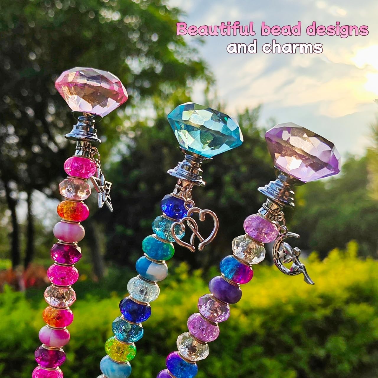 290Pcs Beaded Garden Stakes Kit, Fairy Wand Garden Stake Beads Kit
