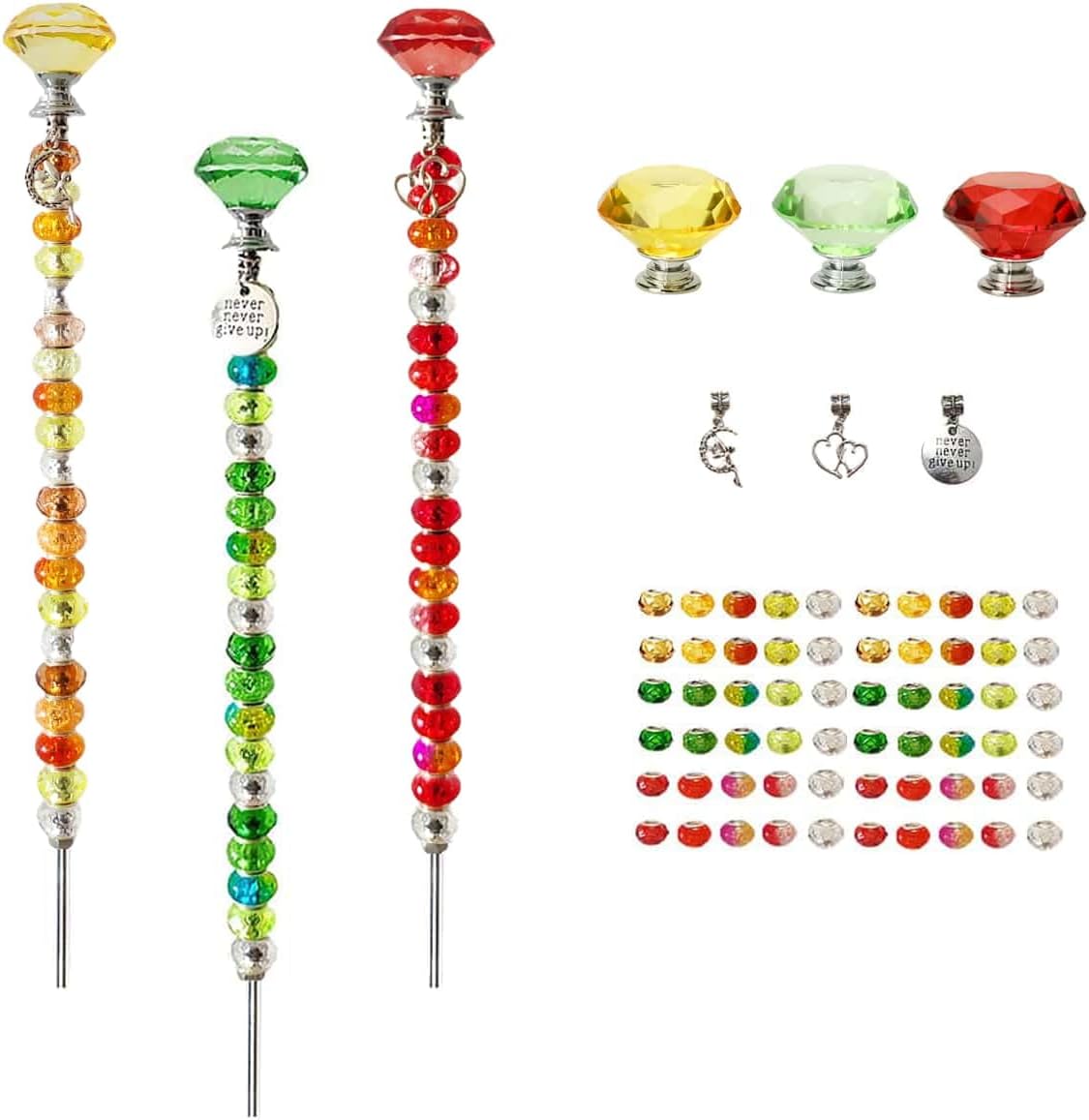 290Pcs Beaded Garden Stakes Kit, Fairy Wand Garden Stake Beads Kit