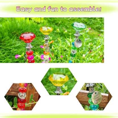 290Pcs Beaded Garden Stakes Kit, Fairy Wand Garden Stake Beads Kit