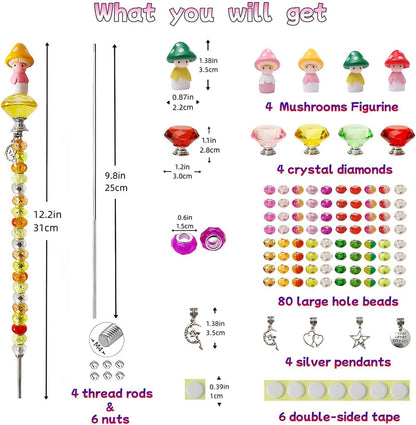 290Pcs Beaded Garden Stakes Kit, Fairy Wand Garden Stake Beads Kit