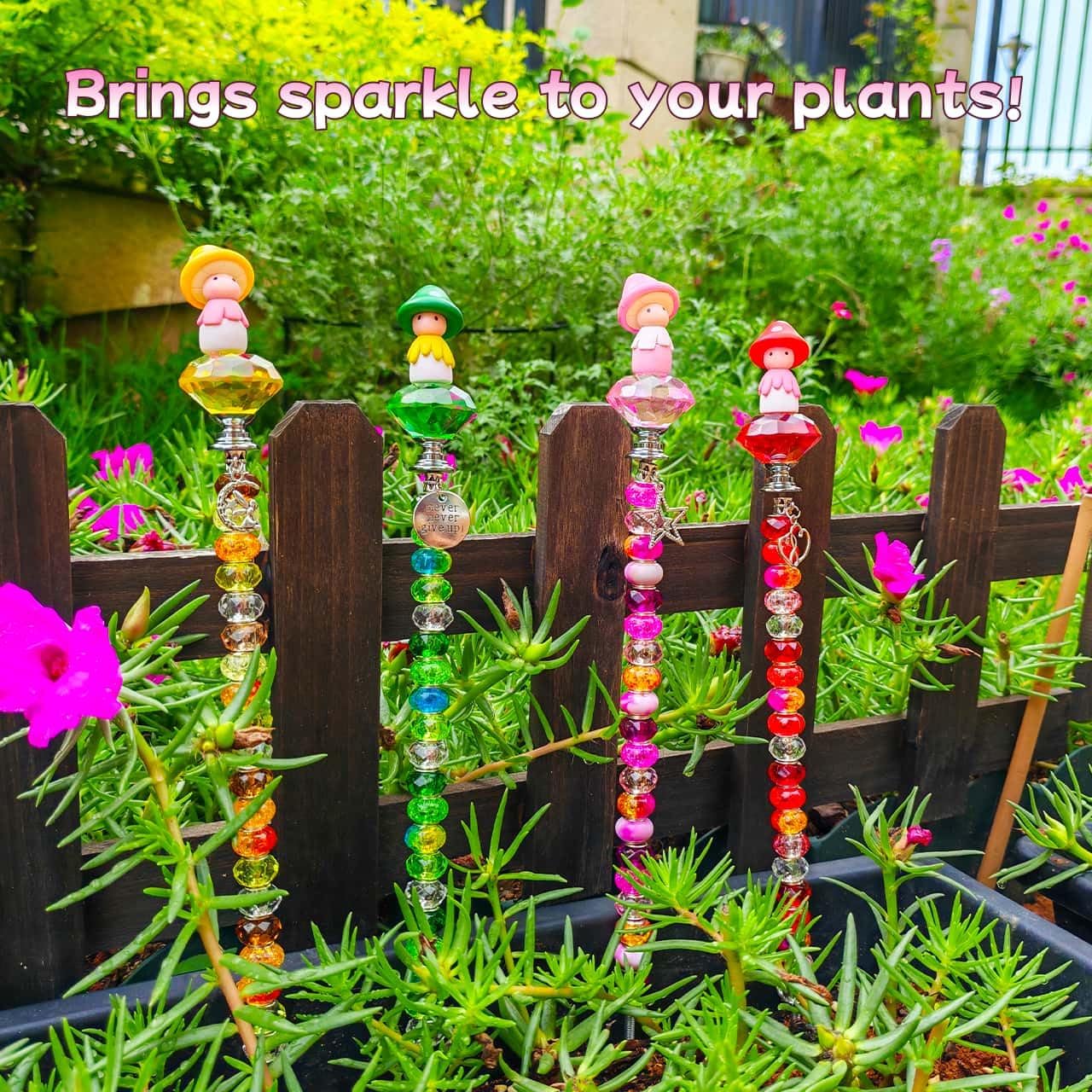 290Pcs Beaded Garden Stakes Kit, Fairy Wand Garden Stake Beads Kit