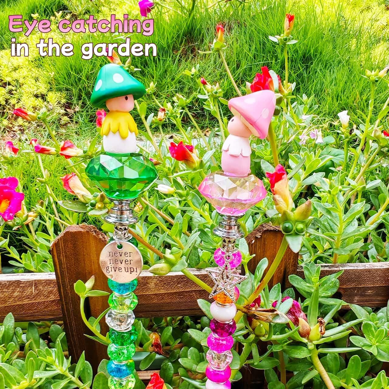 290Pcs Beaded Garden Stakes Kit, Fairy Wand Garden Stake Beads Kit