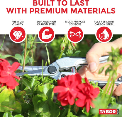 K18A Straight Pruning Shears, Florist Scissors, Multi-Tasking Garden Snips for Arranging Flowers, Trimming Plants and Harvesting Herbs, Fruits or Vegetables (Japanese Style Blades)