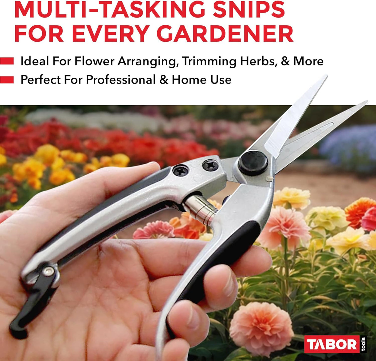 K18A Straight Pruning Shears, Florist Scissors, Multi-Tasking Garden Snips for Arranging Flowers, Trimming Plants and Harvesting Herbs, Fruits or Vegetables (Japanese Style Blades)