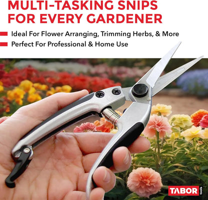 K18A Straight Pruning Shears, Florist Scissors, Multi-Tasking Garden Snips for Arranging Flowers, Trimming Plants and Harvesting Herbs, Fruits or Vegetables (Japanese Style Blades)