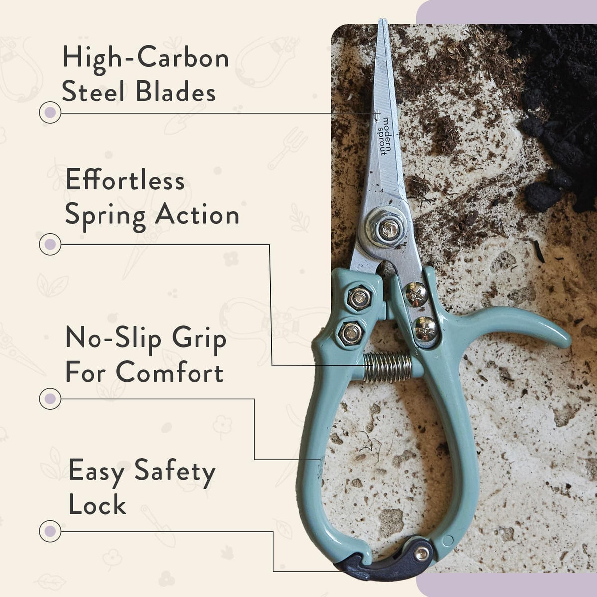 Pruning Shears- Garden Snips - Herb Scissors- Lavender 1-Pack