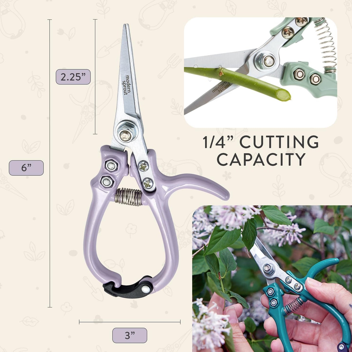 Pruning Shears- Garden Snips - Herb Scissors- Lavender 1-Pack
