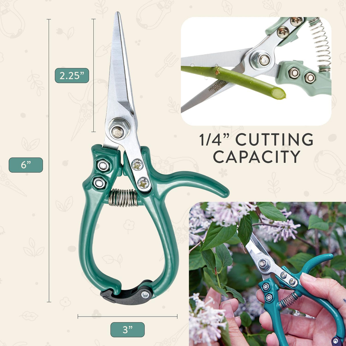 Pruning Shears- Garden Snips - Herb Scissors- Lavender 1-Pack