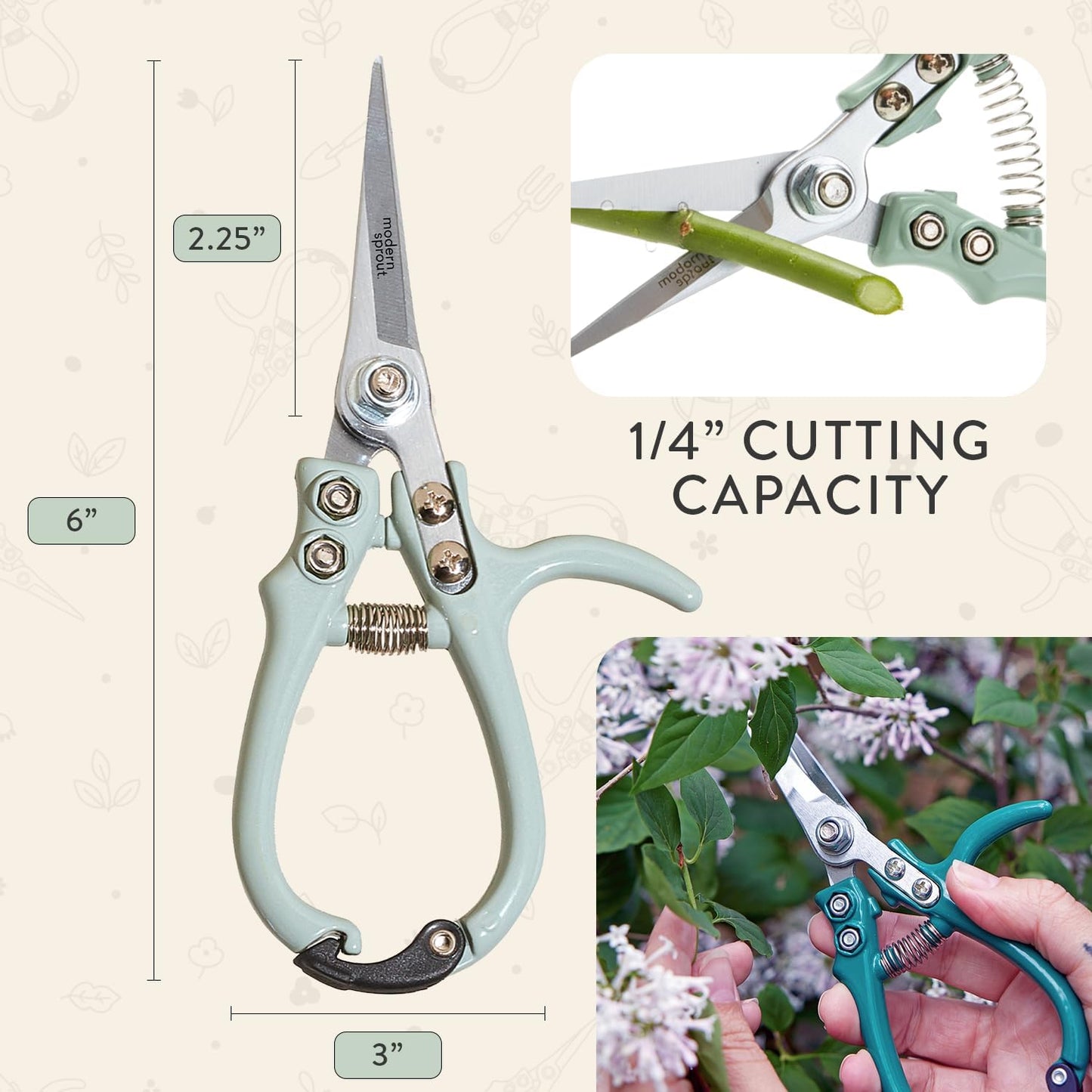 Pruning Shears- Garden Snips - Herb Scissors- Lavender 1-Pack