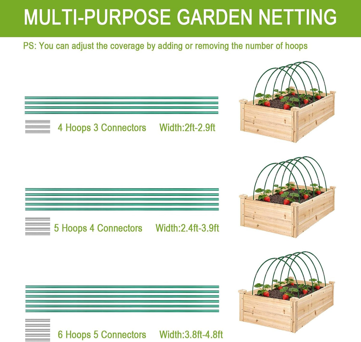 Garden Hoops for Raised Beds - Rust-Free Fiberglass Garden Hoops Support