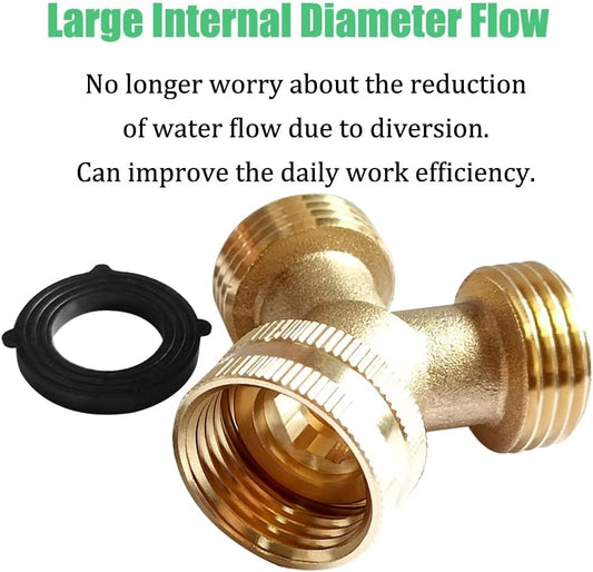 2 Pack Brass 3/4" GHT Garden Hose Splitter Swivel Connector