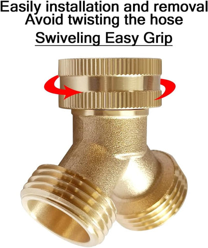 2 Pack Brass 3/4" GHT Garden Hose Splitter Swivel Connector