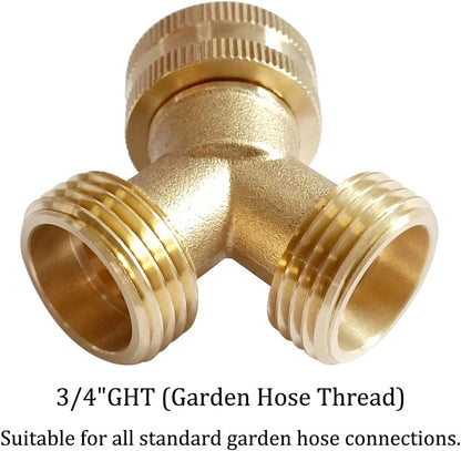 2 Pack Brass 3/4" GHT Garden Hose Splitter Swivel Connector