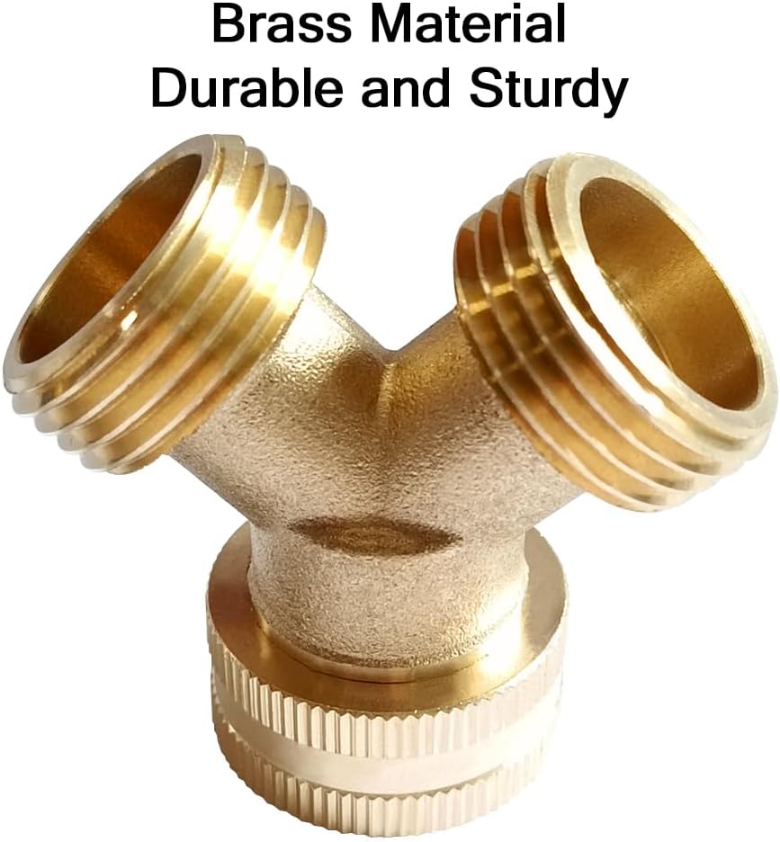 2 Pack Brass 3/4" GHT Garden Hose Splitter Swivel Connector