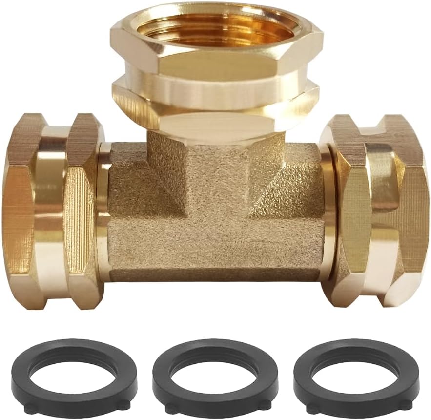 2 Pack Brass 3/4" GHT Garden Hose Splitter Swivel Connector