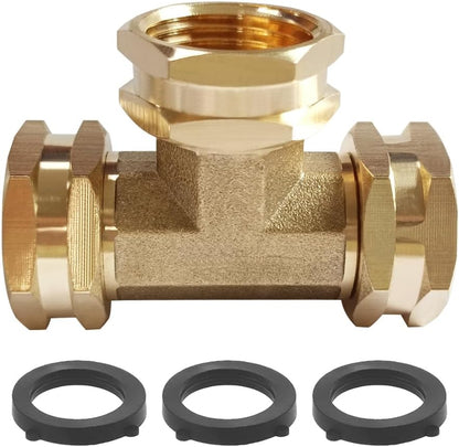 2 Pack Brass 3/4" GHT Garden Hose Splitter Swivel Connector